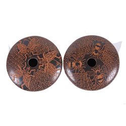 Collection of 2 Small Insized Carved Pots