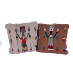 Pair of Hand Loomed Mohair Mexican Pillows