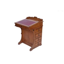 Antique Captain's Desk with Refinished Leather Top