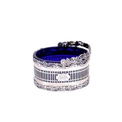 Sterling English Basket with Cobalt Glass