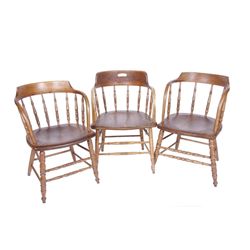 3 Oak Captain's Chairs
