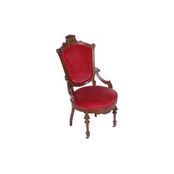 Eastlake Antique Red Velvet Upholstery Chair