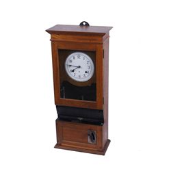 Antique Oak Cased Time Clock by "CTR"