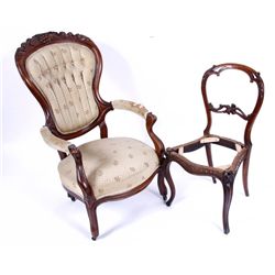 Victorian Occasional Chair & 1 Chair without Seat