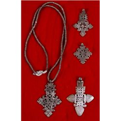 Collection of 4 Antique Silver Crosses