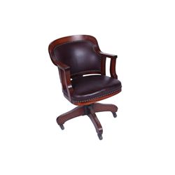 Antique Leather and Nail Head Trim Library Chair