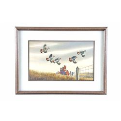 Original Watercolor on Paper Depicting Game Birds