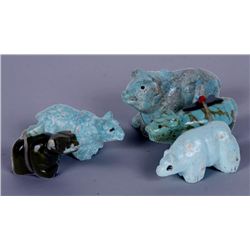 5 Carved Bears (4 Turquoise & 1 Other Stone)