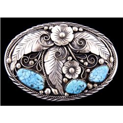 Ladies Turquoise and Silver Belt Buckle
