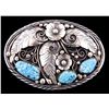 Image 1 : Ladies Turquoise and Silver Belt Buckle