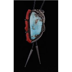 Superb Turquoise and Coral Bolo Tie