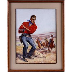 Original Gouache of Cowboy with Single Action