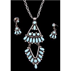 Zuni Turquoise Necklace with Matching Earrings