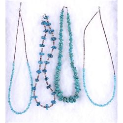 Collection of 4 Old Pawn Turquoise Necklaces