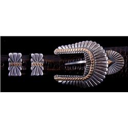 Beautiful 14K Gold on Sterling Silver Belt Buckle