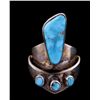 Image 1 : Unique Turquoise & Silver Ring Stamped "SC"