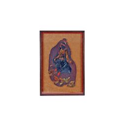 Antique Art Deco Era Painting on Leather