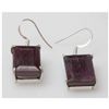 Image 1 : Natural 12.12 g Ruby Emerald Cut .925 Sterling Earrings