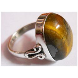 Natural 5.82g Tiger Oval .925 Sterling Silver Ring