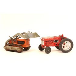 2 Hubley iron toy tractors