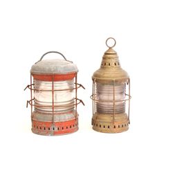 2 metal ships lanterns