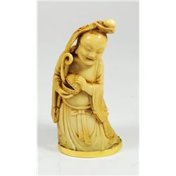 18th c. carved ivory figure of "Standing Buddha"