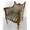 Image 2 : Pair carved walnut stripe upholstered chairs