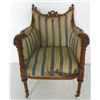 Image 3 : Pair carved walnut stripe upholstered chairs