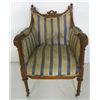 Image 4 : Pair carved walnut stripe upholstered chairs
