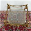 Image 2 : Gilt wrought iron glass top square taboret table