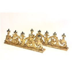 Pair 19th c. gilt wood 5 arm sconces