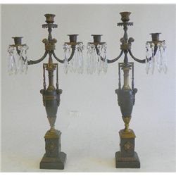 Pair Empire style figural 2 arm candelabrum