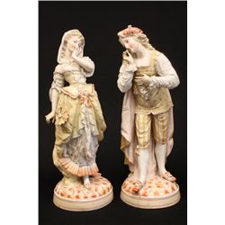 Pair large Continental porcelain figures