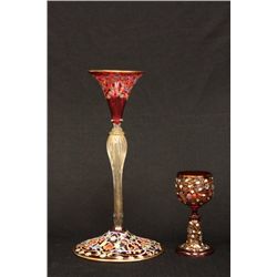 Possibly Moser goblet & Murano glass vase