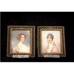 Pair artist signed ivory miniatures