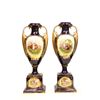 Image 1 : Pair Vienna style cobalt double handle urns