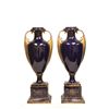 Image 5 : Pair Vienna style cobalt double handle urns