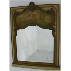 Old rococo carved & painted Trumeau mirror