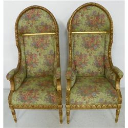 Pair Louis Phillipe French hooded chairs