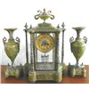 Image 1 : 3 piece alabaster & enamel clock set