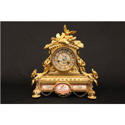 Tiffany bronze & porcelain clock