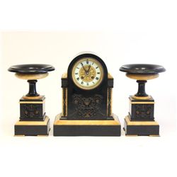 19th c. J.E.Caldwell 3 piece clock set