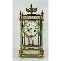 Cloisonne enamel regulator clock