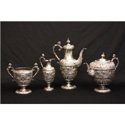 4 piece Victorian sterling silver English tea set