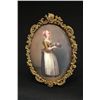 Image 1 : Oval porcelain painting of "Woman with Tray"