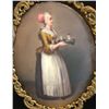 Image 2 : Oval porcelain painting of "Woman with Tray"