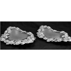 Pair sterling silver oval trays