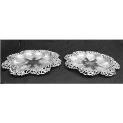 Pair sterling silver Oyster plates by J.E. Caldwell