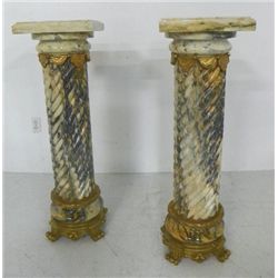 Pair monumental marble & bronze pedestals