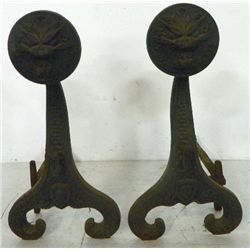 Pair iron andirons Bradley & Hubbard